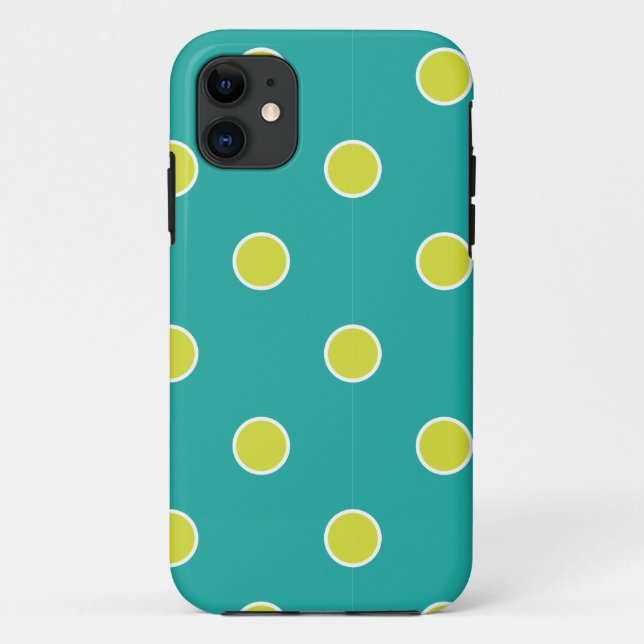 Green and Lime Polka Dots Case-Mate iPhone Case (Back)