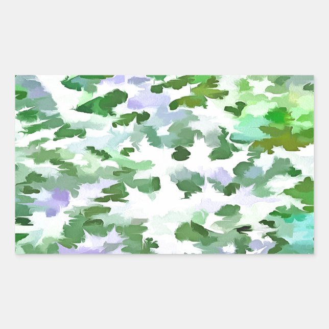 Green and Mauve Camouflage Pattern Rectangular Sticker (Front)