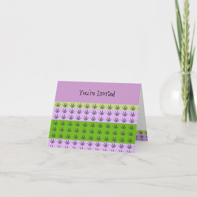 Green and Mauve Grass Invitation (Front)