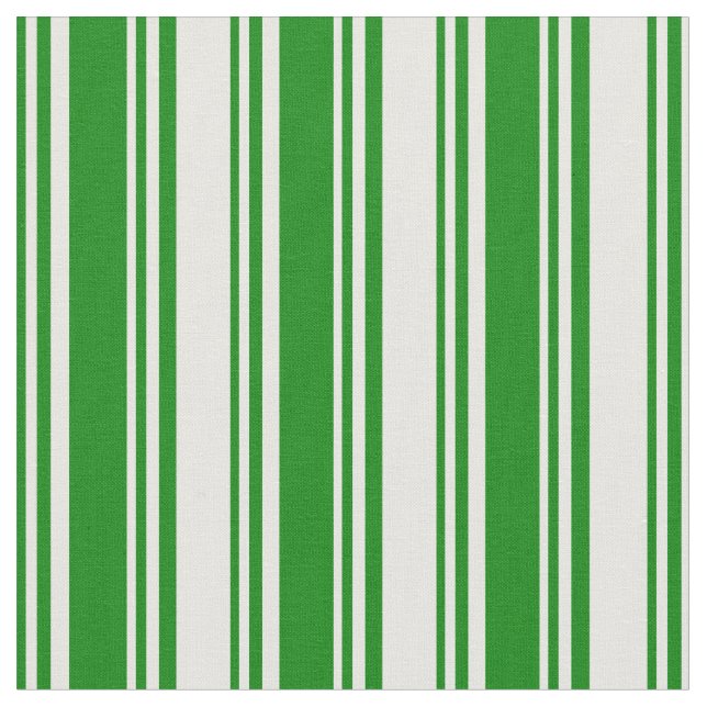 Green and Mint Cream Coloured Stripes Pattern Fabric (Close Up)