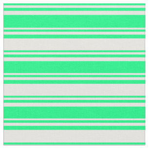 Green and Mint Cream Stripes Pattern Fabric