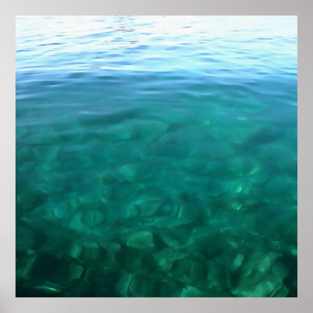 Green and Mint Ocean Ombre Abstract Art Poster (Front)
