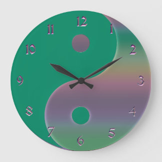 Green and Muted Rainbow Yin Yang Clock