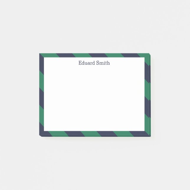 Green and Navy Blue Stripes Post-it Notes (Front)