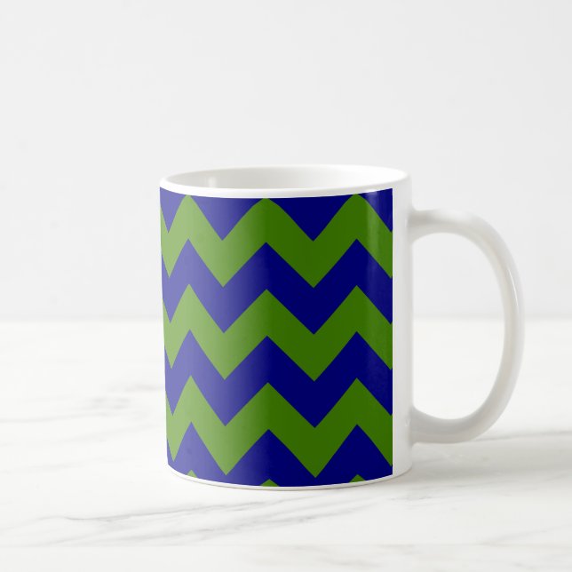 Green and Navy Blue Zigzag Coffee Mug (Right)