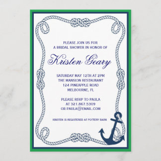GREEN AND NAVY NAUTICAL INVITATION