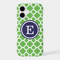Green and Navy Quatrefoil Custom Monogram