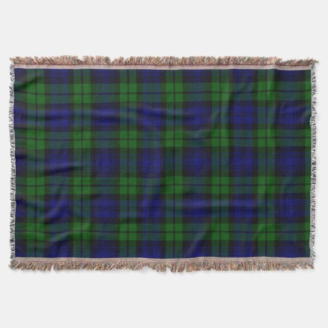 Green and navy Tartan Throw Blanket (Front)