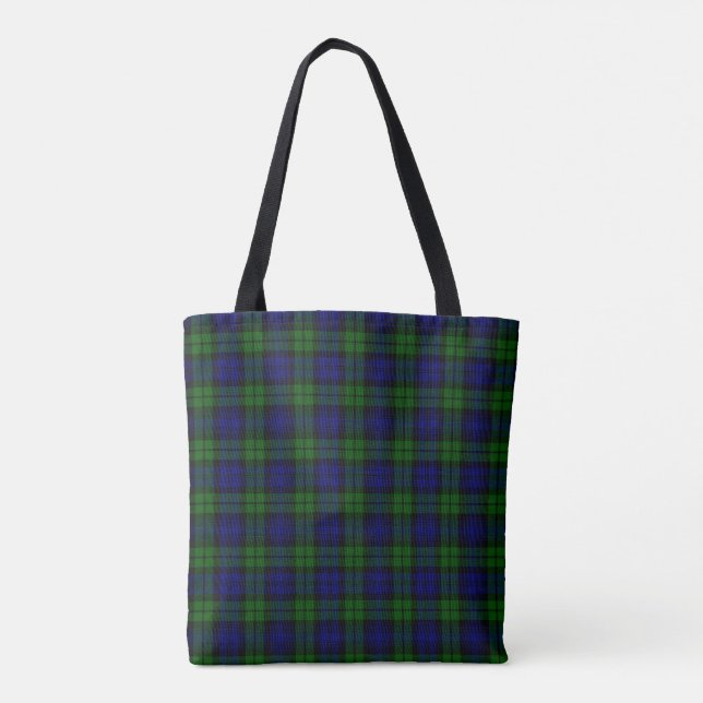 Green and navy Tartan Tote Bag (Back)