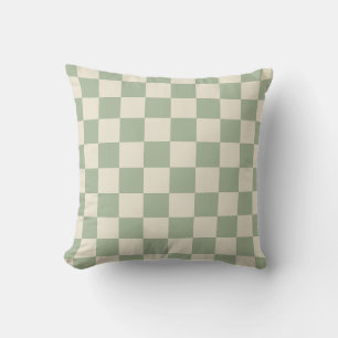 Green and Off White Chequerboard Cushion