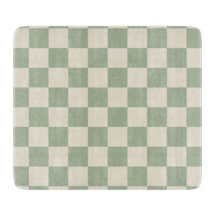 Green and Off White Chequerboard Cutting Board