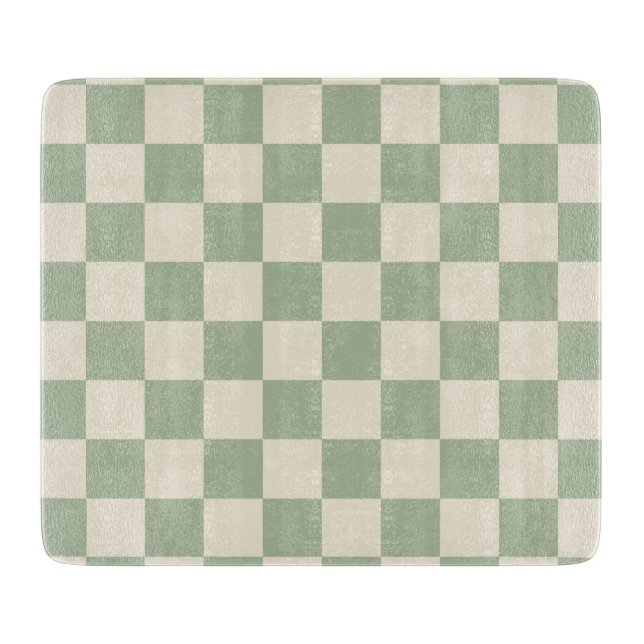 Green and Off White Chequerboard Cutting Board (Front)