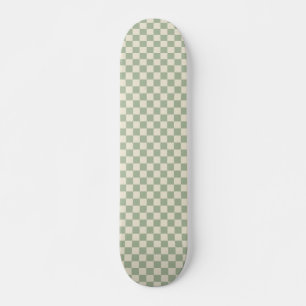 Green and Off White Chequerboard Skateboard