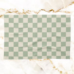 Green and Off White Chequerboard Tea Towel<br><div class="desc">Green and Off White Chequerboard</div>