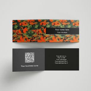 Green and  Orange Camo, Camouflage, Military, Army Business Card