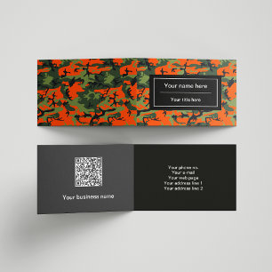 Green and  Orange Camo, Camouflage, Military, Army Business Card