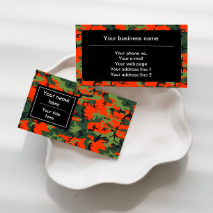 Green and Orange Camo, Camouflage, Military, Army Business Card