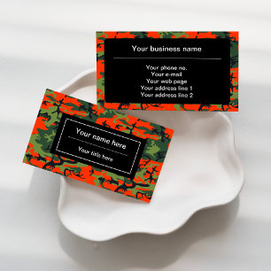 Green and Orange Camo, Camouflage, Military, Army Business Card