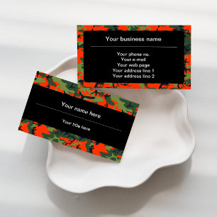 Green and Orange Camo, Camouflage, Military, Army Business Card