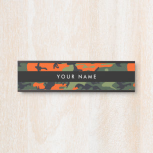 Green and  Orange Camo, Camouflage, Military, Army Door Sign
