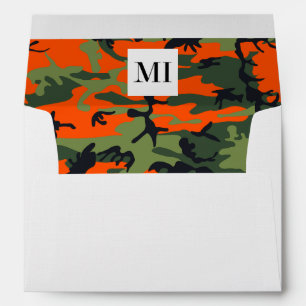 Green and Orange Camo, Camouflage, Military, Army Envelope