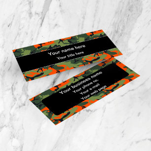 Green and Orange Camo, Camouflage, Military, Army Mini Business Card