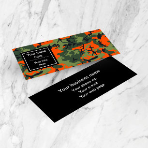 Green and Orange Camo, Camouflage, Military, Army Mini Business Card