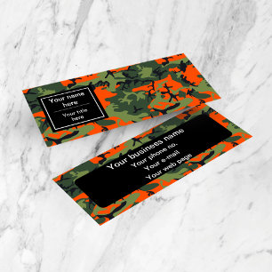 Green and Orange Camo, Camouflage, Military, Army Mini Business Card