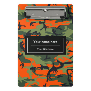 Green and  Orange Camo, Camouflage, Military, Army Mini Clipboard