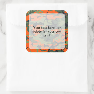 Green and Orange Camo, Camouflage, Military, Army Square Sticker