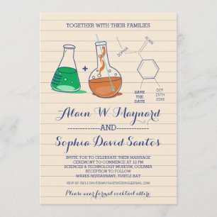 Green and Orange Chemistry Photo Wedding Invites