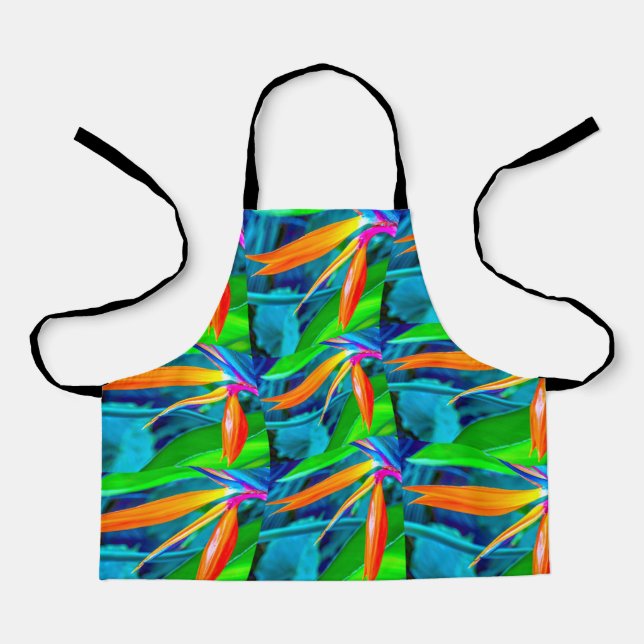Green and Orange Floral Pattern Apron (Front)