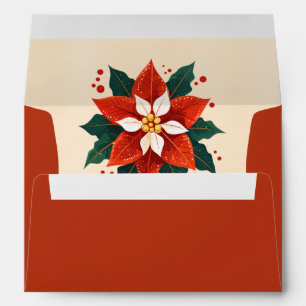 Green and Orange Funky Poinsettia Envelope