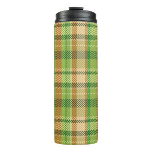 GREEN AND ORANGE IRISH CELTIC PLAID PATTERNS THERMAL TUMBLER