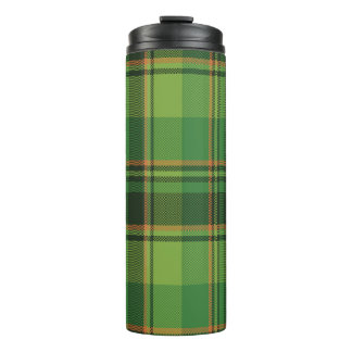 GREEN AND ORANGE IRISH CELTIC PLAID PATTERNS THERMAL TUMBLER