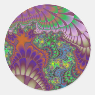 Green and Orange Melt Classic Round Sticker