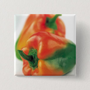Green and orange Peppers 15 Cm Square Badge