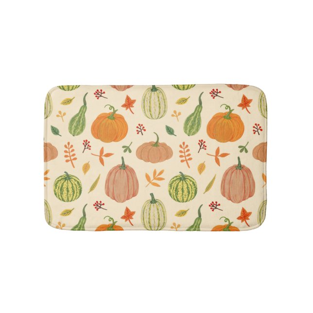 Green and orange pumpkins, seamless pattern. bath mat (Front)