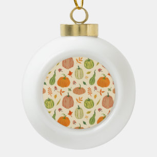Green and orange pumpkins, seamless pattern. ceramic ball christmas ornament