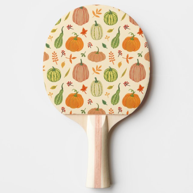 Green and orange pumpkins, seamless pattern. ping pong paddle (Front)