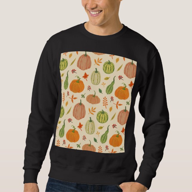 Green and orange pumpkins, seamless pattern. sweatshirt (Front)