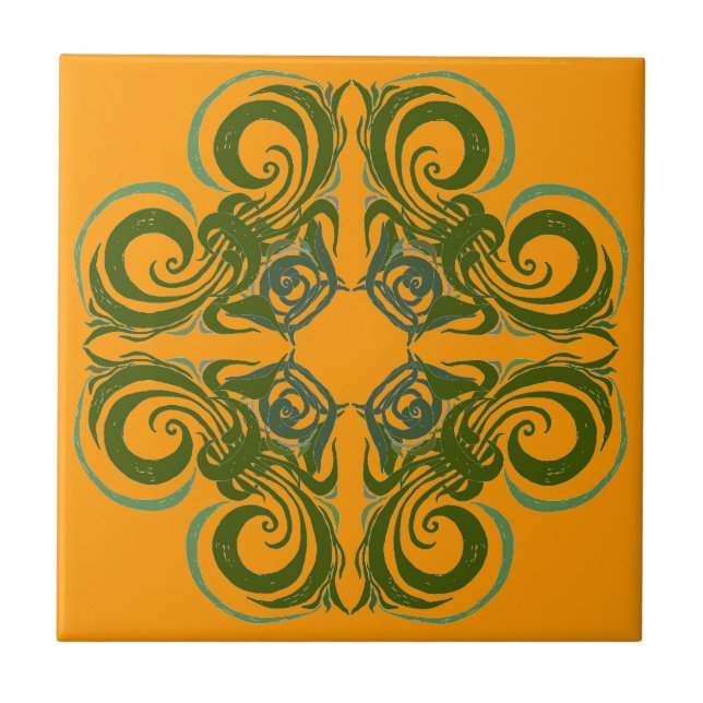 Green and Orange Retro Tiles (Front)