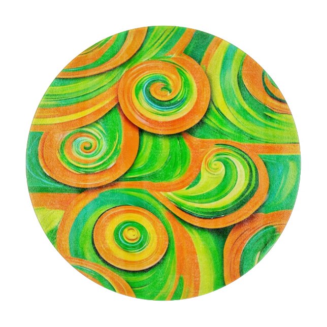 Green and Orange Spiral Cutting Board (Front)