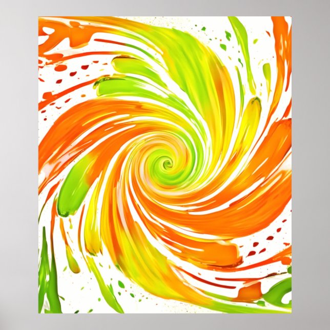Green and Orange Spiral Design Poster (Front)