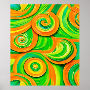Green and Orange Spiral Poster