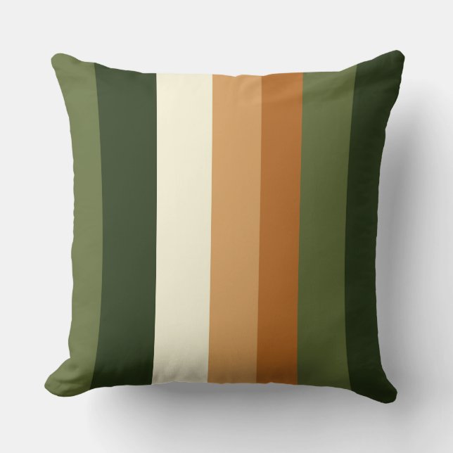 Green and orange Stripes Cushion (Front)