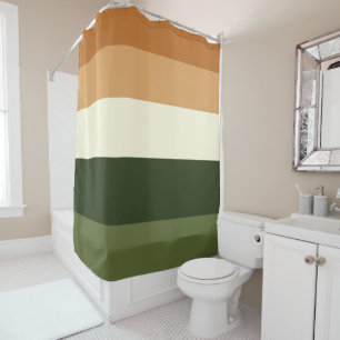 Green and orange Stripes Shower Curtain