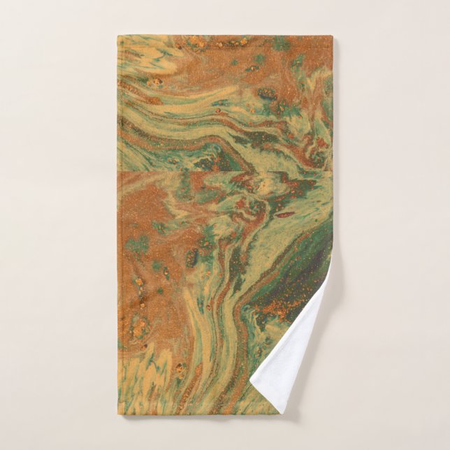 Green and orange swirls Hand Towel (Hand Towel)