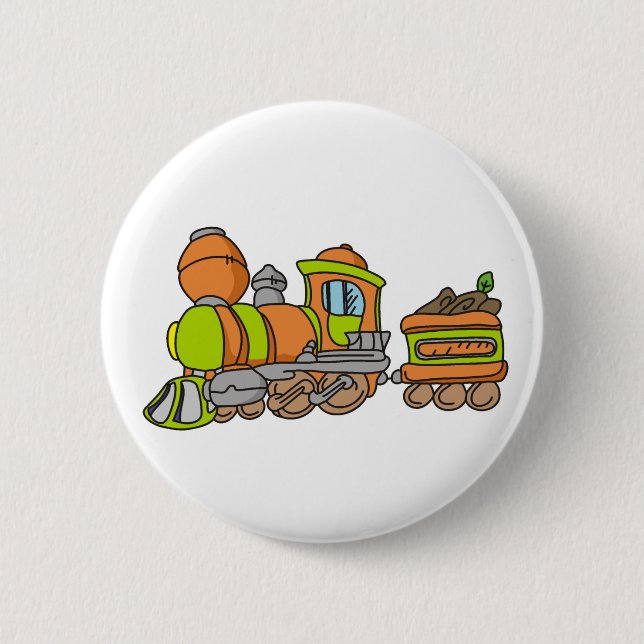 Green and Orange Train 6 Cm Round Badge (Front)