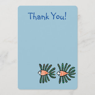 Green and Orange Twin Fin Fish Thank You Card